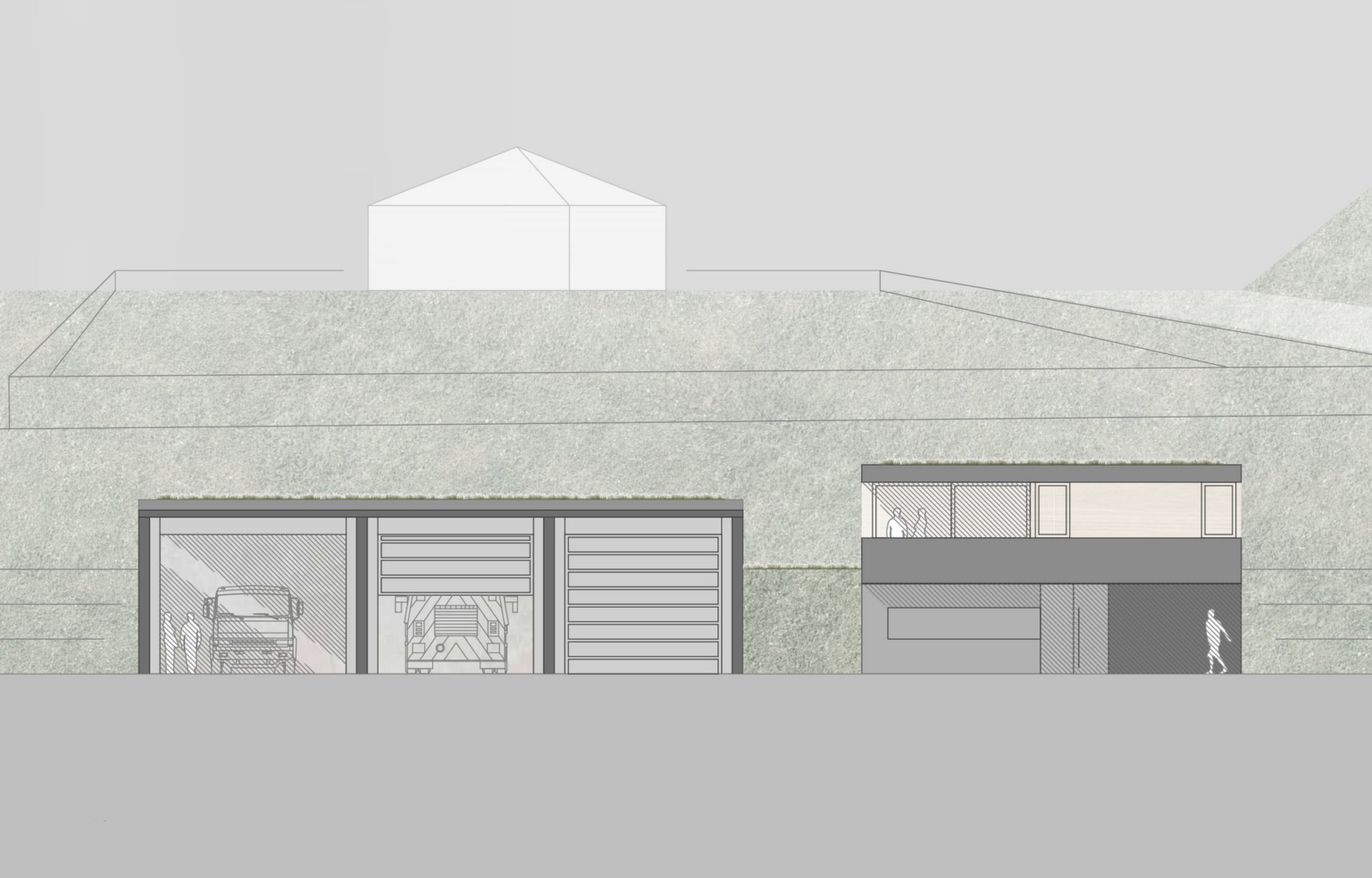 Wettbewerb Neubau Rüsthaus FF Techelsberg, Ansicht Süden