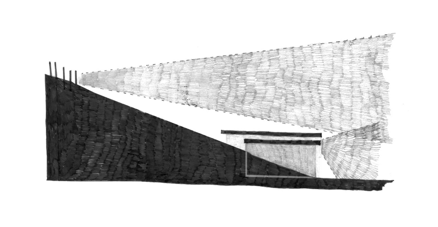 Wettbewerb Neubau Rüsthaus FF Techelsberg, Skizze Schnitt, Ausblicke